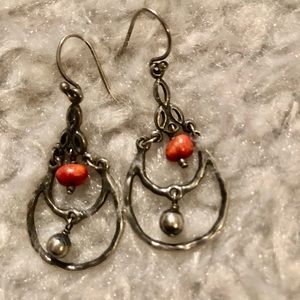 Beautiful Silpada drop earring set in oxidized Sterling silver and orange stone